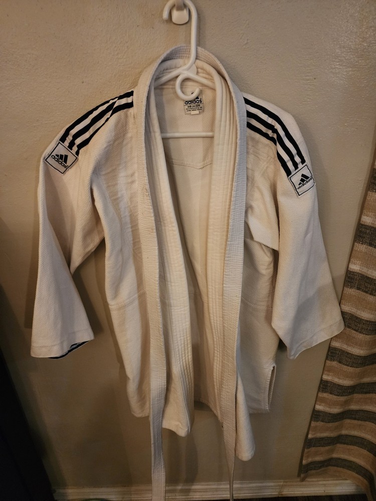 adidas adi JJ 220 Judo Gi Uniform White/Black Stripes Adult Unisex Size 190