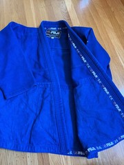 FUJI Double Weave Judo Gi, Thick Collar Cotton-Blend Judo Uniform , Blue , 2.5