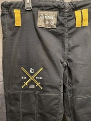 War Tribe Patriot Jiu Jitsu Size: A1H -Black Pants 10oz Ripstop Black and Gold