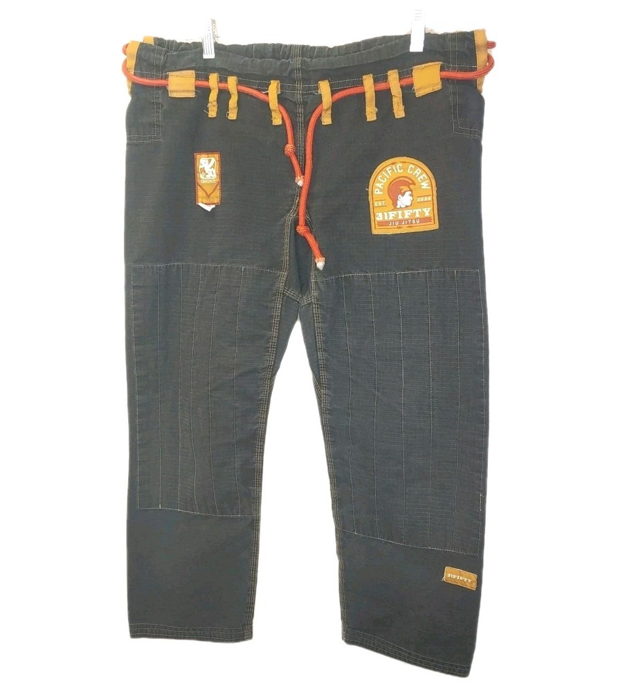 31Fifty Pacific Crew Jit Jitsu Ripstop Pants Adult A00 Black MMA Sz 40 X 25 Guc
