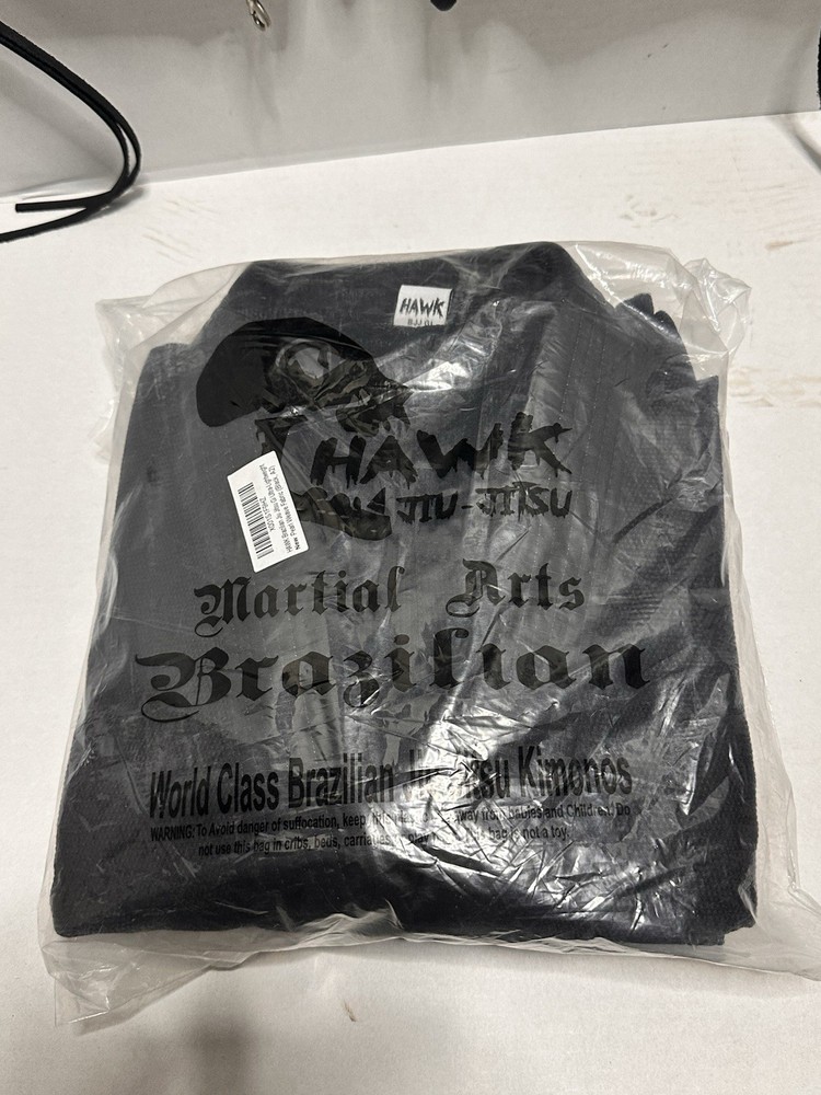 Hawk Sports Brazilian Jiu Jitsu Gi Black Jacket Pants & White Belt sz A2 New