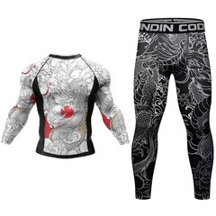 Men MMA Tracksuit Rashguard Jiu Jitsu BJJ Boxing Muay Thai Set