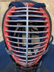 Japanese Kendo Men Mask High Quality Navy Deerskin 1 Bu Hand Stitched