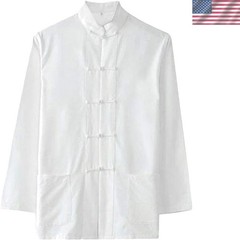 Breathable White Tang Kung Fu Shirt with Stand-Up Collar – Perfect for Tai Chi
