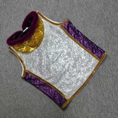 Custom Chain Trim Boxing Fight Robe Set – Sequin Silver Purple Entrance Uniform