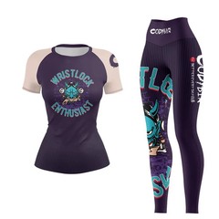 Women’s MMA BJJ Training Shorts Sets Rashguard Gym Jiu-Jitsu Wristlock No Gi