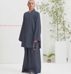 Buddhist Shaolin Monk Robe Full Set Cotton Thin Kung Fu Suit Meditation Uniforms