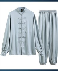 Summer Acetate Ice Silk Taiji Suit Tai Chi Uniform Six Colors Long Sleeved Wushu
