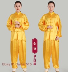 Chinese Kung Fu Tai Chi Faux Silk Uniform Arts Wushu Wing Chun Sets Unisex