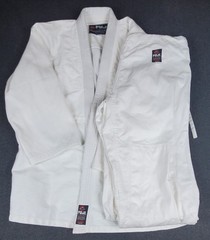 Fuji Sports Mens Brazilian Jiu Jitsu Judo Gi Top and Bottom Set White 5 Stretch