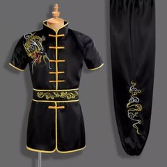 Silk Chinese Kung Fu Tai Chi Uniform Martial Arts Suit Outfit Dragon Embroidery