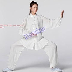 Men Women Linen Tai Chi Uniforms Kung Fu Suit Martial Arts Wing Chun Clothes Set
