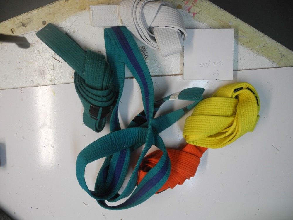 karate belts 84 in long size 1/140 see pic for colors  5 belts 