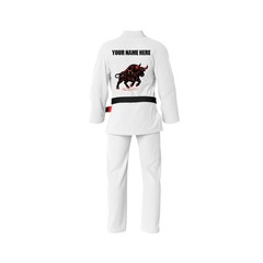 White Premium Brazilian Jiu Jitsu Gi Inferno Bull Inner Artwork | Adult Sizes