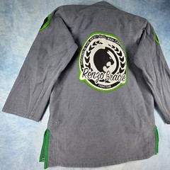 Renzo Gracie Jiu-Jitsu BJJ Gi Kimono Top Grey Green Pearl Weave A2 Fight Team