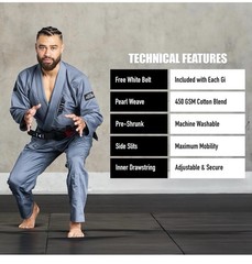 Elite Sports BJJ GI for Men IBJJF Kimono BJJ Jiujitsu GIS W/Preshrunk Gray A5