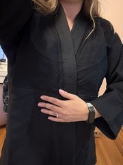 Black Cotton Martial Arts Gi Uniform with White Belt. For beginners