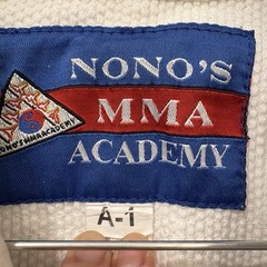 Adult Mens A1 White Jiu Jitsu GI, Top & Bottom #2 Nono’s Academy With White Belt