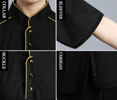 Linen Chinese Kung Fu Tai Chi T-Shirt Tops Pants Cool Martial Arts Uniform Suit