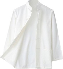 Breathable White Tang Kung Fu Shirt with Stand-Up Collar – Perfect for Tai Chi