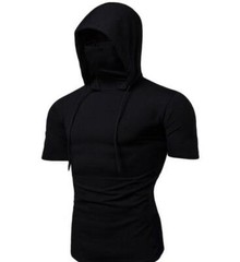 New Mens Ninja shirts Kung Fu Hooded Uniform Martial Arts Tai Chi Tops T-shirt