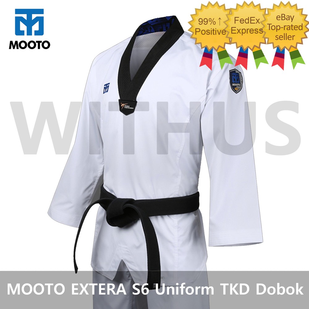 MOOTO EXTERA S6 Uniform World Taekwondo WTF Dobok BK Neck – Tracking