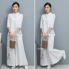 New Women Tai Chi Top+pant Martial Arts Kung Fu Yoga Uniform Cotton Linen Sports