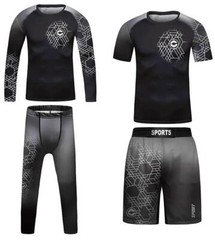 USA Ship Kids Brazilian Jiu-Jitsu BJJ MMA Uniform Combo Set Rashguard Shorts
