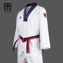 Mooto 2nd Dan Black Belt Kukkiwon Taekowndo Kid Uniform Dobok Gi Blue Stripe