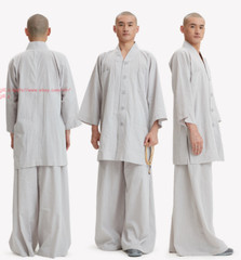New Cotton Shaolin Monk Robes Kung fu Uniform Buddhist Meditation Tai chi Suit