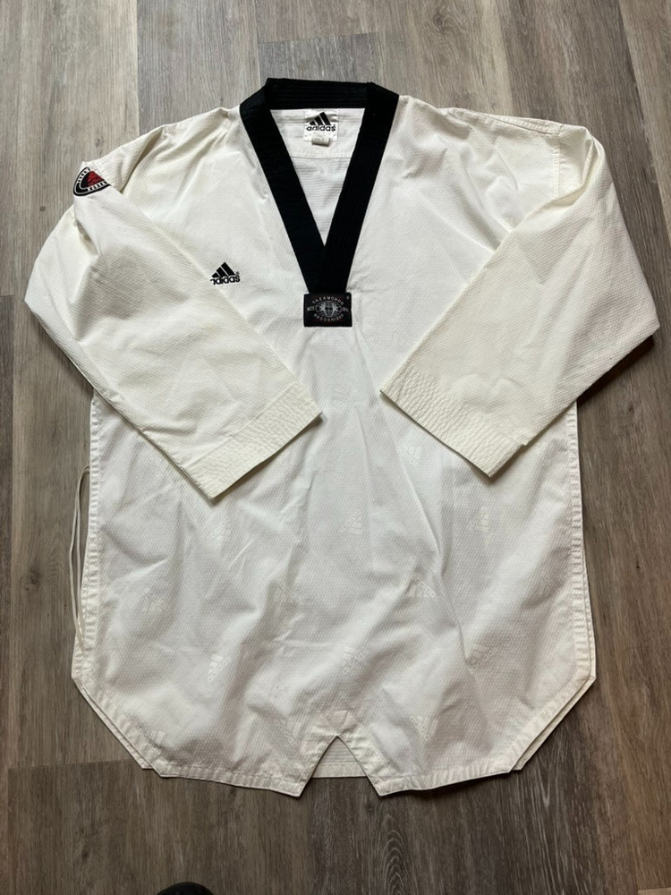 adidas adi fighter elite taekwondo white dobok uniform jacket korea size 6/200cm