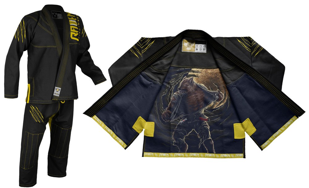 Raven Fightwear Men’s BJJ Horror Werewolf Brazilian Jiu Jitsu Premium GI Black