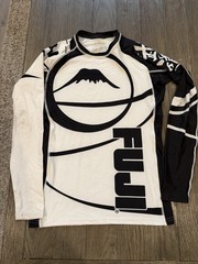 Fuji MMA BJJ Jiu Jitsu Long Sleeve LS Rashguard Rash Guard Black White Large