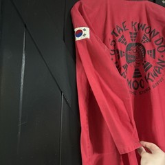 Vintage Han Moo Kwan Taekwondo Dobok Uniform-Red-World Taekwondo Patch 80cm Tall