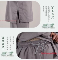 High Quality Casual Suits Buddhist Monk Religion Sets V-Neck Shirt+Pant Uniform