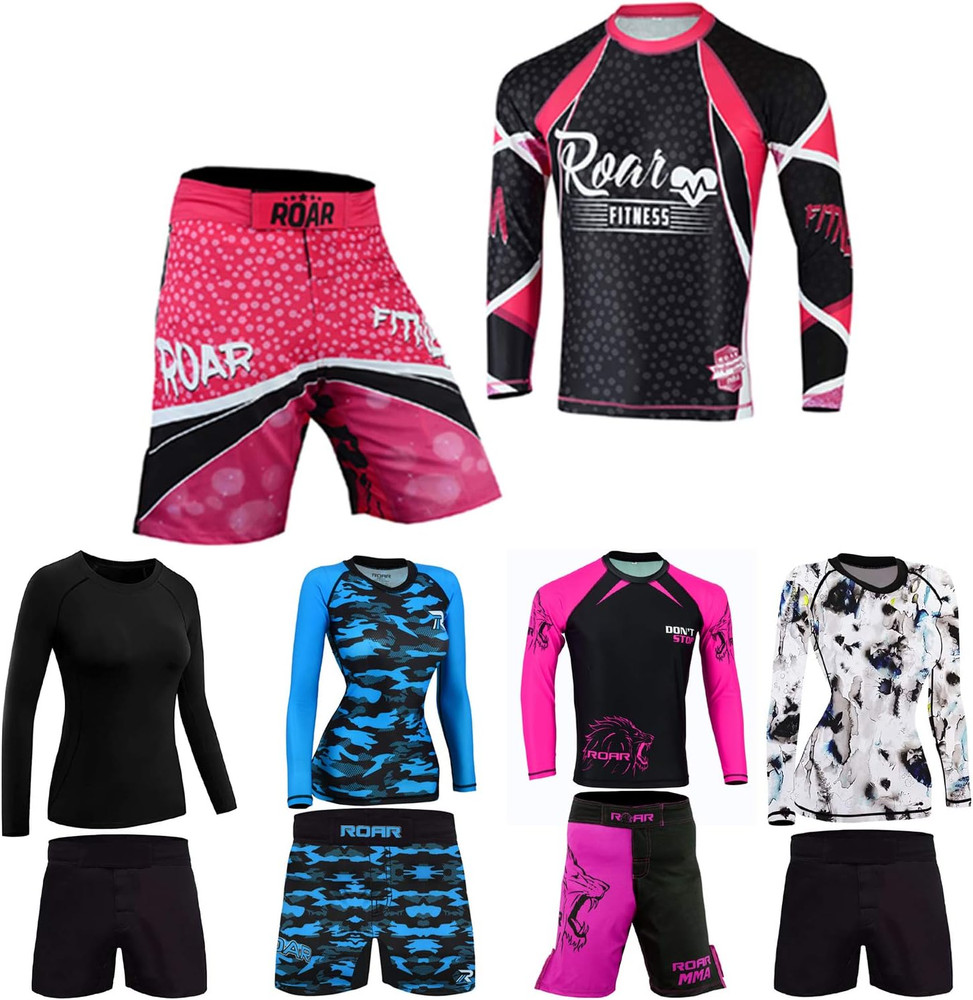 ROAR No Gi Women’s BJJ Set: Sports Bra, Leggings, MMA Shorts & Rash Guard