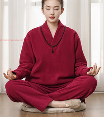 Fall Winter Unisex Meditation Monk Thicken uniform Warm Lay Zen flannel Outfits
