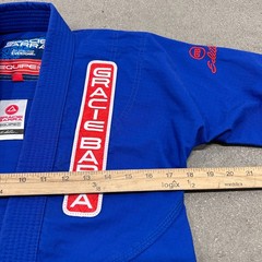 Gracie Barra Equipe GB Jiu Jitsu Gi Jacket Youth Y3 Royal Blue Logo Side Slit