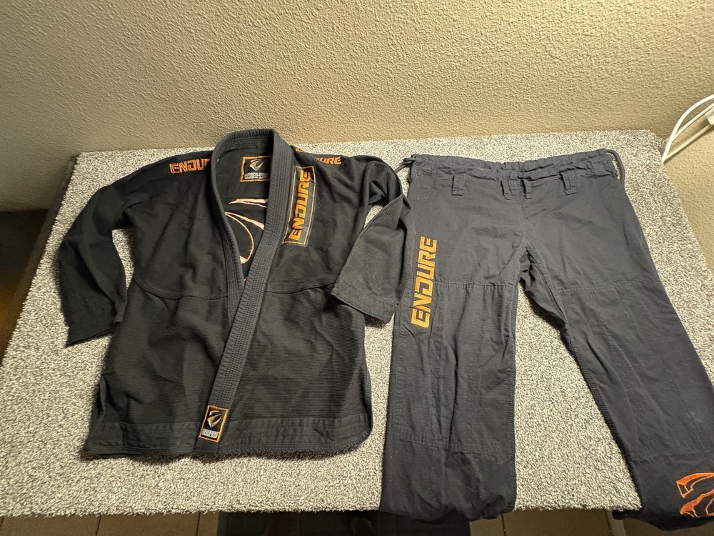 Edure Sport BJJ Gi Jiu Jitsu Uniform Set Mens A3/XL Black Martial Arts Fightwear