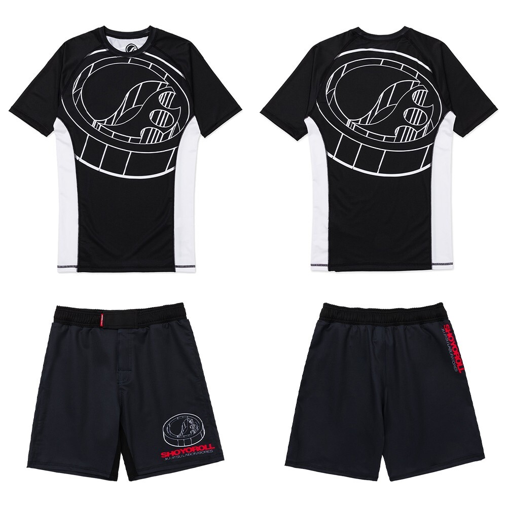 Shoyoroll 3D Training Rash Guard SS and Training Fitted Shorts for BJJ Jiu Jitsu