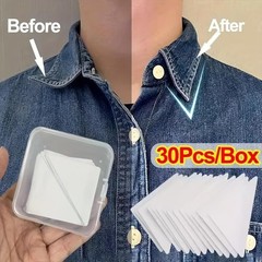 30Pcs Collar Stickers, Transparent PE Material, Disposable Shirt Collar Shapi…