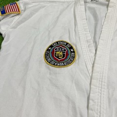 century taekwondo Gi Size 3 Top White Chung Do Kwan US Flag Korean Flag EUC