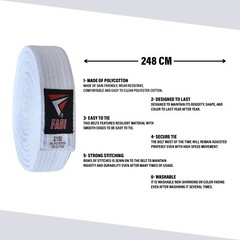 FADI Sports White Karate Belt Martial Arts Rank Taekwondo Judo Training Gi