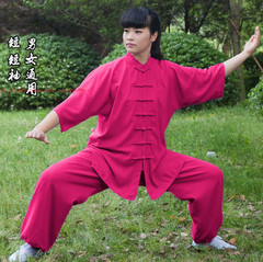 Unisex Cotton Blend Tai Chi Suit Summer martial arts Uniforms Kung Fu Clothing