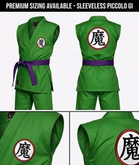 Piccolo Karate Gi Set – Green Sleeveless Anime Uniform with Purple belt