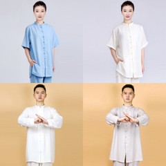 Summer Breathable Short Sleeve Kung Fu Shirts Wing Chun Training Vintage Sport