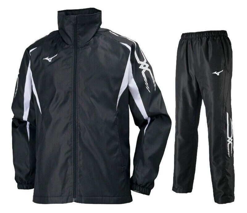 Mizuno Windbreaker Sports Wear Black Breath Thermo Warmer Jacket and Pants Set