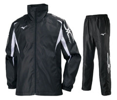 Mizuno Windbreaker Sports Wear Black Breath Thermo Warmer Jacket and Pants Set