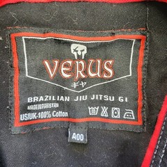 Verus Brazilian Jiu Jitsu Gi Men’s Size A00 Black Cotton Long Sleee Embroidered