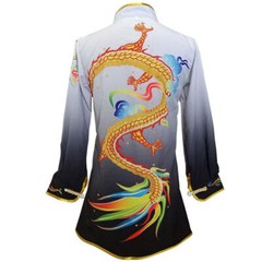NEW Gradient Martial Arts Uniform Kung Fu Tai Chi Suit Dragon Embroidery Outfit